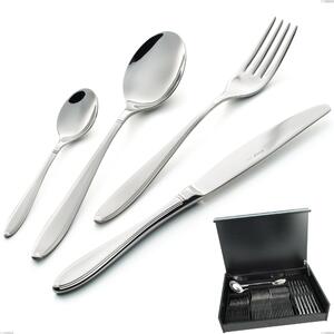 Kappa Sandblasted 51-Piece Cutlery Set in Wooden Case, 18/10 (AISI304), 2.5 mm Thickness