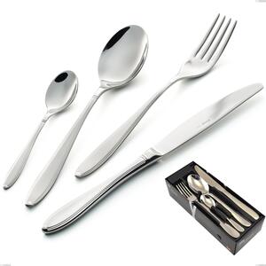 Kappa Sandblasted 24 Piece Cutlery Set in Space-Saving Packaging, 18/10 (AISI304), 2.5 mm Thickness