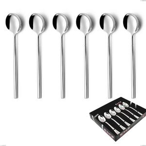 Kyoto 6 Coffee Spoons Set in Display Box, Polished Stainless Steel (Aisi 304)