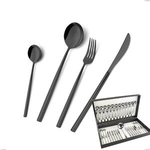 Kyoto Black 49-piece cutlery set in canteen box, Stainless Steel (Aisi 304) with glossy PVD treatment