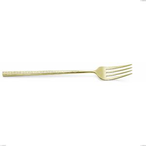 Kyoto Origami Tin Gold Serving Fork, Stainless Steel (Aisi 304) with Glossy Steel PVD Treatment, Length 247 mm