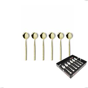 Set of 6 Kyoto Origami Tin Gold Moka Spoons in Display Box, Stainless Steel (Aisi 304) with Polished Steel PVD Treatment