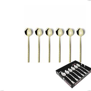 Set of 6 Kyoto Origami Tin Gold Coffee Spoons in Showcase Box, Stainless Steel (Aisi 304) with Polished Steel PVD Treatment