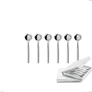 Set of 6 Kyoto Origami Moka Spoons in Book Closure Box, Polished Stainless Steel (Aisi 304)