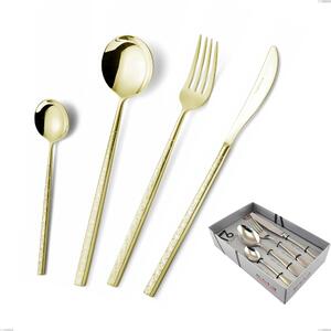 Kyoto Origami Tin Gold 16-Piece Cutlery Set in Showcase Packaging, Stainless Steel (Aisi 304) with Polished Steel PVD Treatment