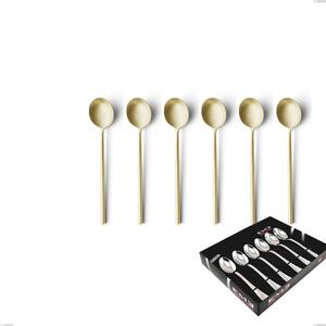 Set of 6 Kyoto Sandblasted Champagne Coffee Spoons in Display Box, Sandblasted Stainless Steel (Aisi 304)