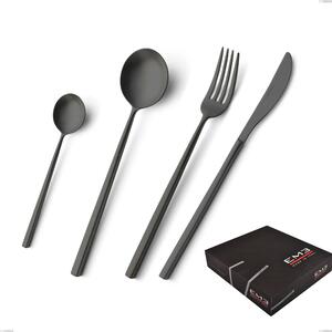Kyoto Sandblasted Black 49-Piece Cutlery Set in Gift Box, Sandblasted Stainless Steel (Aisi 304)