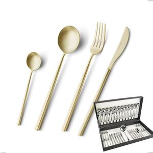 Kyoto Sandblasted Champagne 49-piece cutlery set in canteen box, Sandblasted Stainless Steel (Aisi 304)
