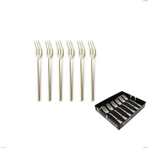 Set of 6 Kyoto Sandblasted Champagne Dessert Forks in Display Case, Sandblasted Stainless Steel (Aisi 304)
