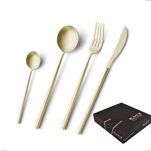 Kyoto Sandblasted Champagne 49 Pieces Cutlery Set in Gift Box, Sandblasted Stainless Steel (Aisi 304)