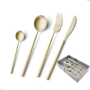 16-piece Kyoto Sandblasted Champagne Cutlery Set in Showcase Box, Sandblasted Stainless Steel (Aisi 304)