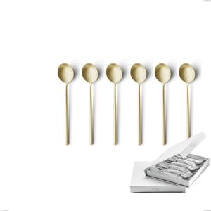 Set of 6 Kyoto Sandblasted Champagne Coffee Spoons in Book-style Box, Sandblasted Stainless Steel (Aisi 304)