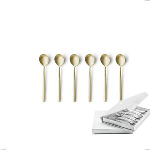 Set of 6 Kyoto Sandblasted Champagne Mocha Spoons in Book-Style Box, Sandblasted Stainless Steel (Aisi 304)
