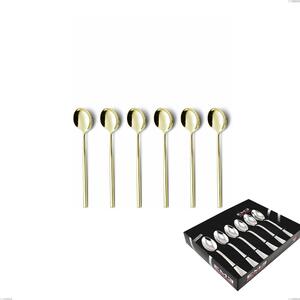 Set of 6 Kyoto Tin Gold Coffee Spoons in Showcase Packaging, Stainless Steel (Aisi 304) with Polished Steel PVD Treatment