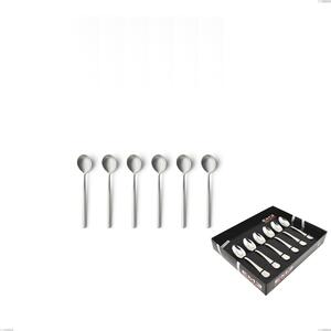 Set of 6 Kyoto Sandblasted Moka Spoons in Display Box, Sandblasted Stainless Steel (Aisi 304)