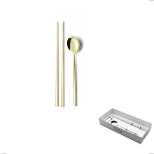 Sushi Cutlery Set for 1 Person in Kyoto Tin Gold Showcase Packaging, Stainless Steel (Aisi 304) with Polished Steel PVD Treatment