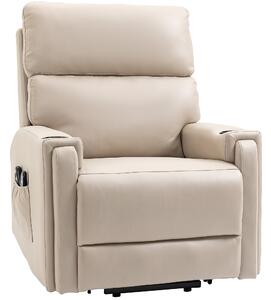 HOMCOM Lift Chair, Electric Riser and Recliner Chair with Vibration Massage, Heat, Cup Holders, Side Pockets, Beige