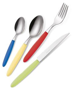 Coloured Cutlery Set 24 Pieces LIGHT 6 Knives 6 Forks 6 Spoons 6 Coffee Spoons, Polypropylene Handle (Mixed Colour 24 pieces) Light