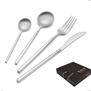 Kyoto Sandblasted 49 Piece Cutlery Set in Gift Box, Stainless Steel (Aisi 304) Sandblasted