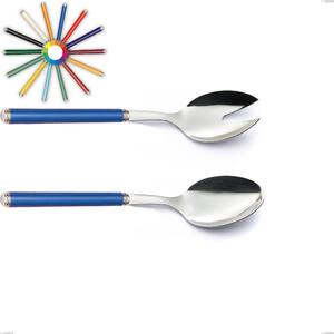 LINEA Salad Cutlery Set in 18.10 AISI430 Stainless Steel with ABS Handle and 233 mm Double Collar, Dishwasher Safe