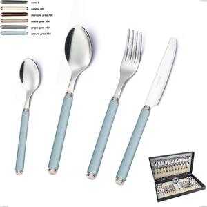 49-Piece Cutlery Set from Linea Gres in Canteen Box, 18/10 AISI 304 Stainless Steel with Acrylic Handles