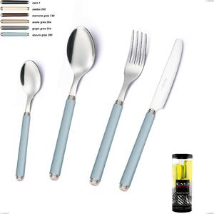 Cylinder Packaging Cutlery Set 24 Pieces Linea Gres, Stainless Steel 18/10 AISI 304 with Acrylic Handles