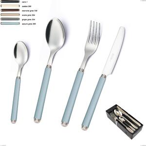 24-Piece Cutlery Set Linea Gres in Space-Saving Packaging, 18/10 AISI 304 Stainless Steel with Acrylic Handles Linea Gres