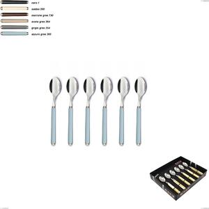 Showcase Box 6 Pieces Moka Spoon Linea Gres, 18/10 AISI 304 Stainless Steel with Acrylic Handles