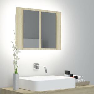 LED Bathroom Mirror Cabinet Sonoma Oak 60x12x45 cm Acrylic