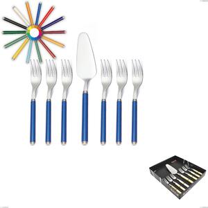 Showcase Cutlery Set 7 Pieces, Small Forks Plus Dessert Line Palette, Polished 18/10 Stainless Steel (AISI304), Acrylic Handles, Linea