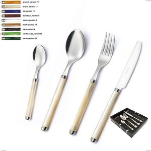 Coloured Cutlery Set pearl line collection 24 Pieces in 18/10 Stainless Steel with Display Case