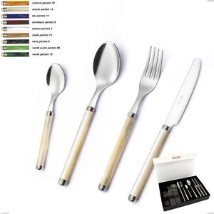 Coloured Cutlery Set pearl line collection 24 pieces in 18/10 stainless steel in panoramic packaging