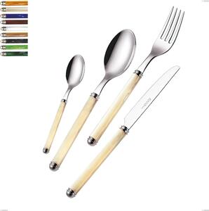Coloured Cutlery Set pearl line collection 39 Pieces 6 Table Settings 18/10 Stainless Steel in Gift Box