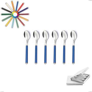 Set of 6 Coffee Spoons from the Linea Collection in a Book-Style Box, Polished 18/10 Stainless Steel (AISI304), Acrylic Handles