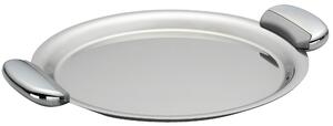 JOINT EME 30 cm Round Tray in Polished Stainless Steel with Stainless Steel Lid, Die-Cast Metal Handle with Polished and Sandblasted Finish