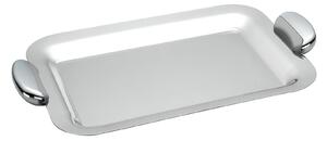 JOINT EME Rectangular Tray 38x27.5 cm - without handles in polished stainless steel, handle in die-cast metal with polished and sandblasted finish