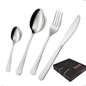 Loira 49 Piece Cutlery Set in Gift Box, Economical Knife, Polished AISI 304 Stainless Steel, 2 mm Thickness, Classic Design