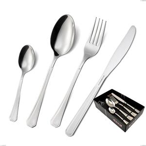 Loira 24 Piece Cutlery Set in Showcase Box, Economic Knife, Polished AISI 304 Stainless Steel, 2 mm Thickness, Classic Design