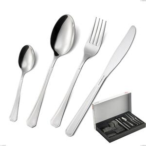 Loira 30-Piece Cutlery Set in Panoramic Packaging, Economical Knife, Polished AISI 304 Stainless Steel, 2 mm Thickness, Classic Design
