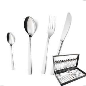 Lux 51-Piece Cutlery Set in Canteen Box, Polished Stainless Steel AISI 304, 2.5 mm Thickness