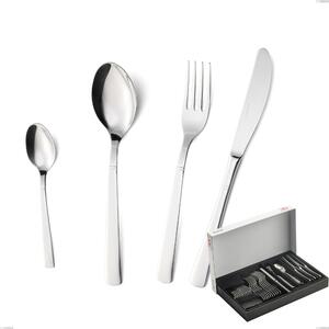 Lux 30-Piece Cutlery Set in Panoramic Packaging, Polished AISI 304 Stainless Steel, 2.5 mm Thickness