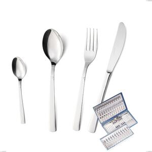 Lux 75-piece cutlery set in canteen box, Polished Aisi 304 Stainless Steel, 2.5 mm thickness