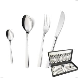 Lux 49-Piece Cutlery Set in Canteen Box, Polished Stainless Steel AISI 304, 2.5 mm Thickness