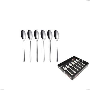 Set of 6 Live Moka Spoons in Display Box, Polished Stainless Steel (Aisi 304)