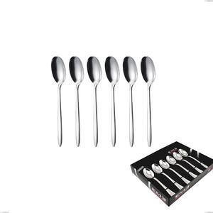 Set of 6 Live Coffee Spoons in Display Box, Polished Stainless Steel (Aisi 304)