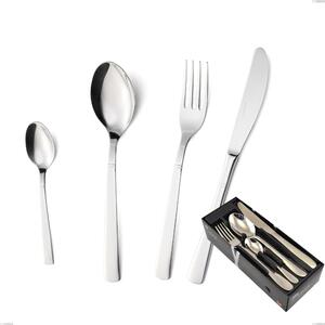Lux 24 Piece Cutlery Set in Space-Saving Packaging, Polished AISI 304 Stainless Steel, 2.5 mm Thickness