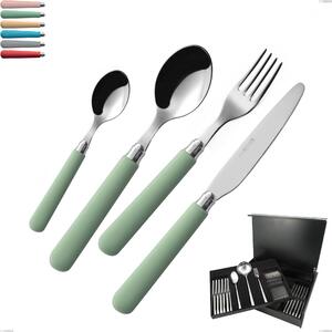 75-Piece Macarons Cutlery Set in Wooden Case, 18.10 Stainless Steel with Polished Stainless Acrylic Handles