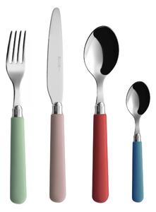 Coloured Cutlery Set 24 Pieces MACARONS 6 Knives 6 Forks 6 Spoons 6 Coffee Teaspoons (Mixed Colour 24 Pieces)