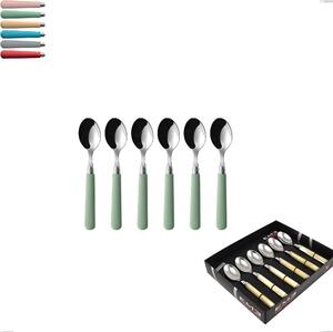 Showcase Package 6 Pieces Macarons Coffee Spoon, 18.10 Stainless Steel with Polished Stainless Acrylic Handles