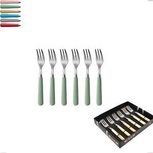 Showcase Pack 6 Pieces Macarons Dessert Forks, 18.10 Stainless Steel with Polished Stainless Acrylic Handles